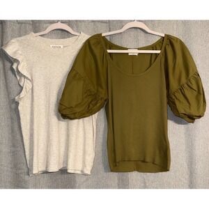 Nation LTD Los Angeles Shirt Women's Size S/M   Pima Cotton - Lot of 2 Tops